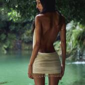 dressed beautiful hot woman girl backed