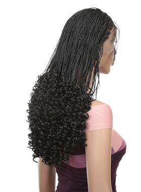 Three weaves of curly curls and a curly braid and a pre-fibr