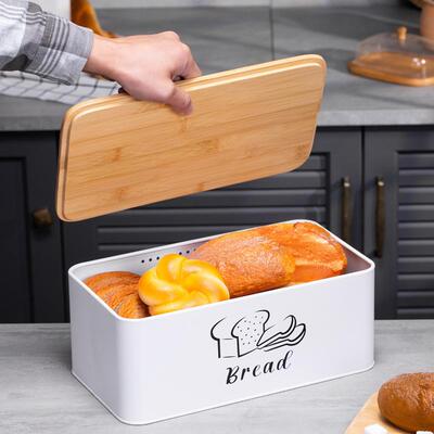 Black bread box home, kitchen vegetable ventilated metal sto