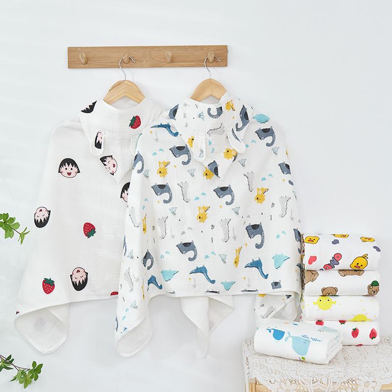 A four-storey wrinkled cap towel baby bathing suit soft suck