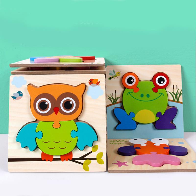 Wood 3d slab children pairing puzzles with young childrens