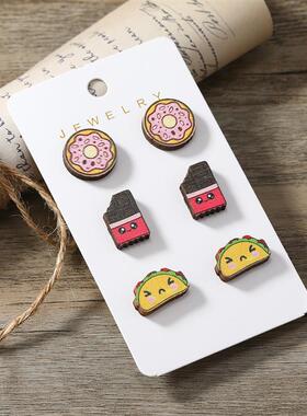 Cute cartoons of creative snack doughnuts with an ear nailed