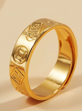 出口欧美跨境外贸越南沙金招财转运吉言开口戒指国潮招财猫仿银饰