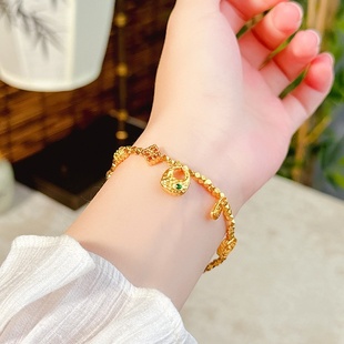 欧美跨境外贸沙金饰品爆闪点钻金坨碎银手链轻奢感简约百搭送手饰