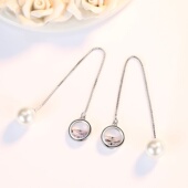 跨境外贸流行简约轻奢感银饰品韩版 半圆耳饰品甜美仿珍珠田园小