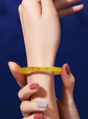 欧美跨境外贸越南沙金饰品CNC长城纹手镯女不掉色仿黄金镯子实心