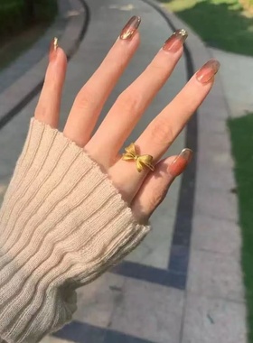 出口欧美跨境外贸越南越南沙金蝴蝶结戒指女活口麻花尾戒指环简约