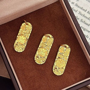 欧美跨境外贸沙金饰品金吉言碎冰冰吊坠项链女款久不掉色复古手饰