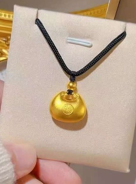 出口欧美跨境外贸金店沙金小金坨吊坠古法福字元宝锁包小胖福挂银