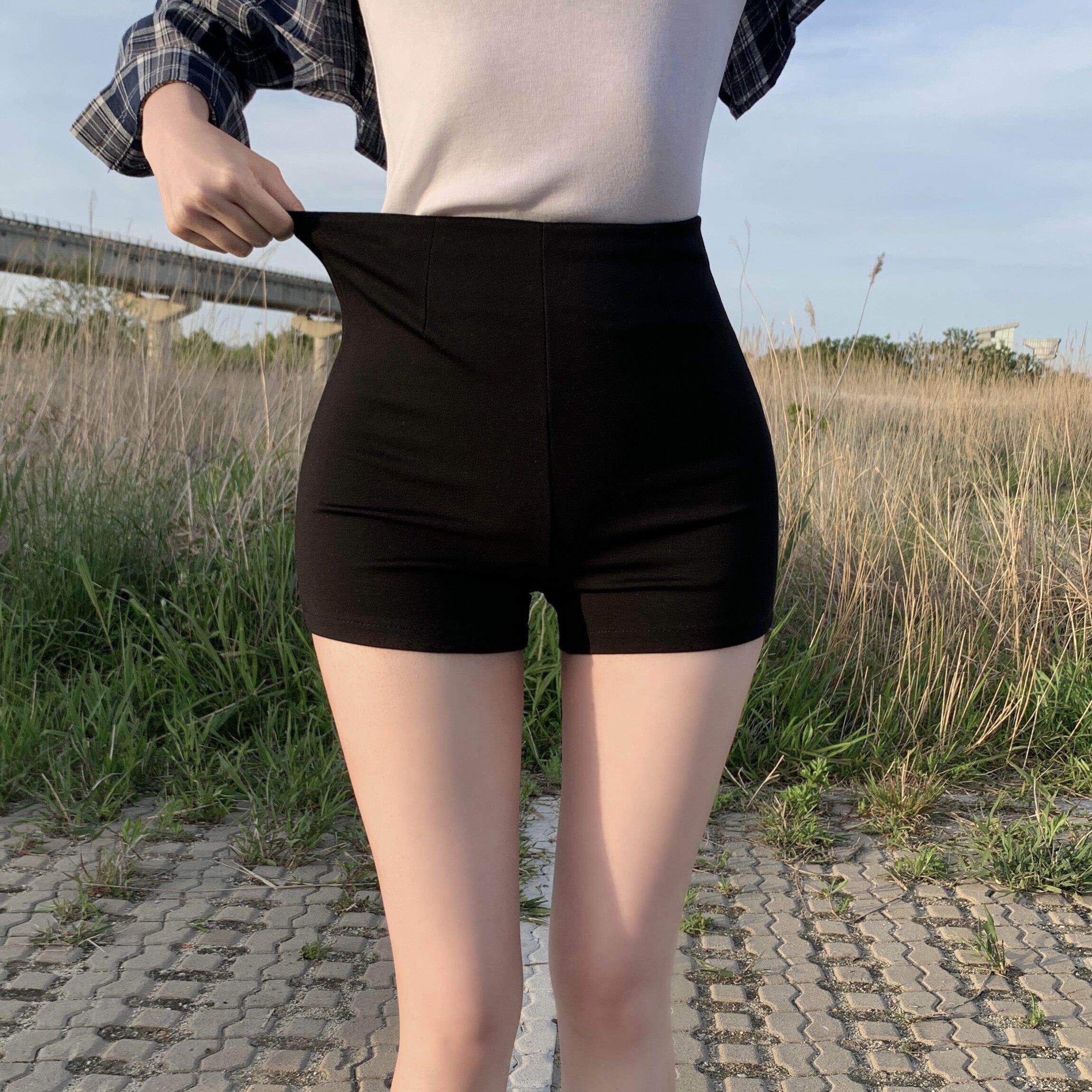 黑色弹力女团短裤女春夏2026新款高腰显瘦外穿热裤紧身直筒三分裤
