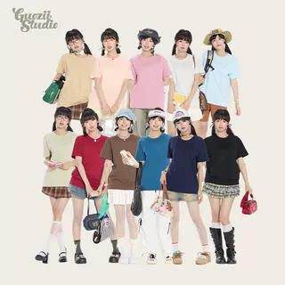 Guozii正肩t恤短袖女男纯色不透240g精梳棉圆领打底显瘦纯棉上衣