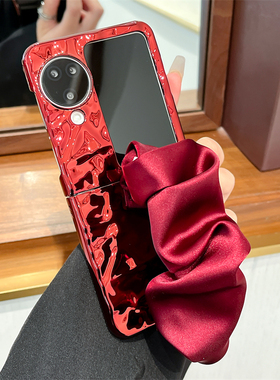 暗夜红色丝巾腕带适用oppo findn3flip手机壳小折叠屏全包防摔壳findn2flip新年款高级感网红女款手绳保护套