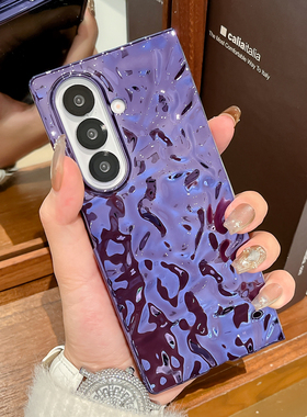 小众高级感适用三星GalaxyZFold7手机壳新款电镀水波纹简橙色Galaxy Z Fold6折叠屏防摔硬壳网红女款保护套