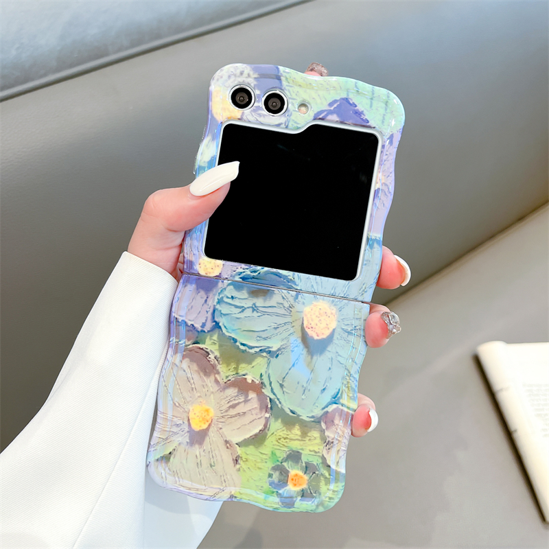 日韩三星zflip5油画花朵手机壳