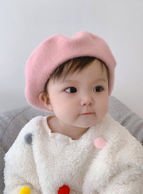 可爱羊毛女童宝宝婴儿韩版贝雷帽