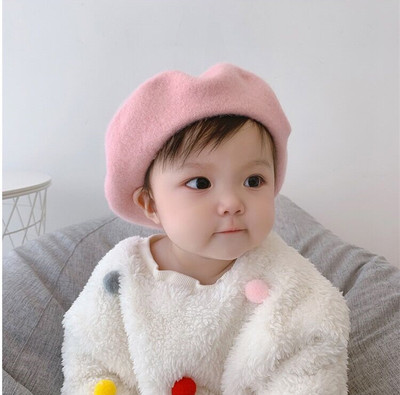 可爱羊毛女童宝宝婴儿韩版贝雷帽