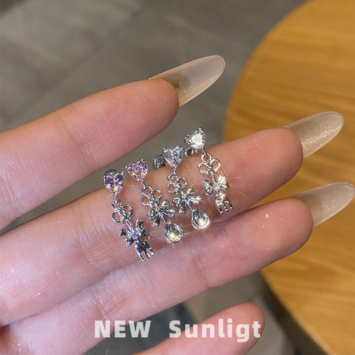 少女心闪钻刀叉耳钉甜酷小众耳饰