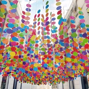 2026天幕彩色圆片挂饰装饰吊顶户外景区商场打卡拍照艺术装置吊顶