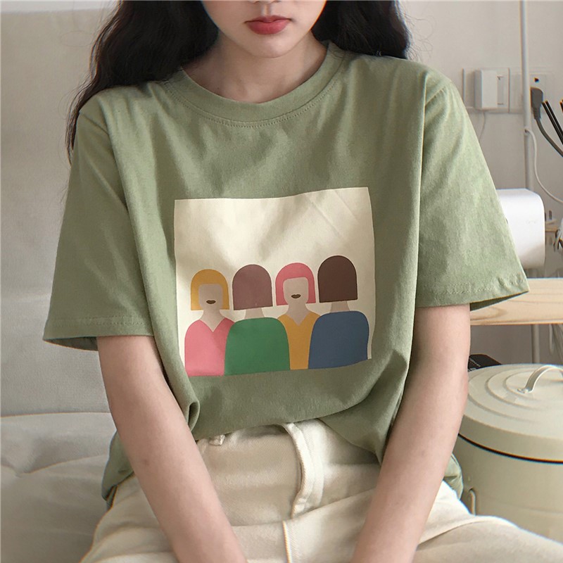 女生网红t恤港味风夏季2019新款休闲百搭印花丧系短袖上衣宽松潮|ruв категории Женская одежда, футболка - от Buy2taobao.com для оказания профессиональной услуги покупки агента Taobao