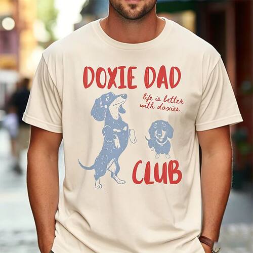 Funny Men's Cotton Tees Vintage Dachshund Dad Club Graphic T