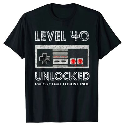 Funny Level 40 Unlocked Graphic T-shirts Men  Fashion Casual