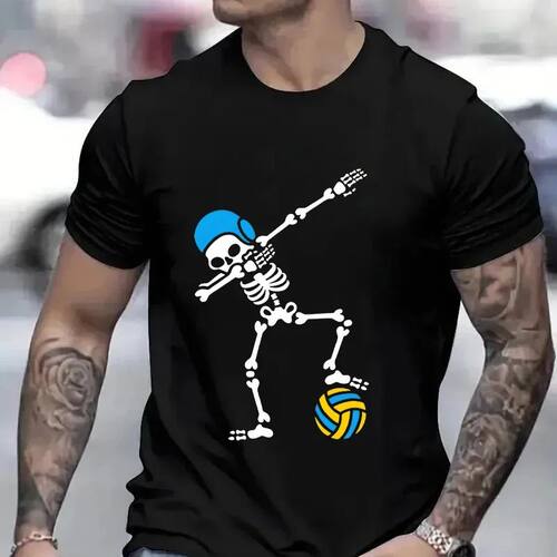 Skeleton Water Polo Halloween Swim Men T-shirt Funny Graphic