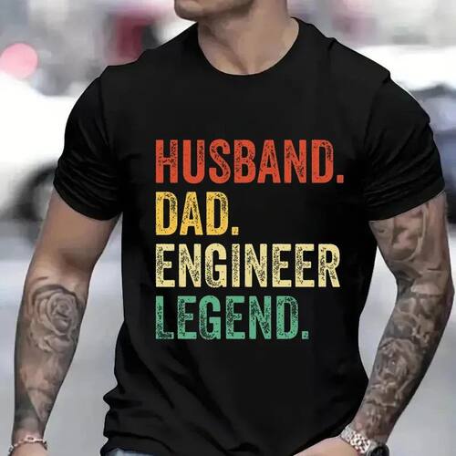 Funny Husband Dad Engineer Legend Retro T Shirts for Men Sum