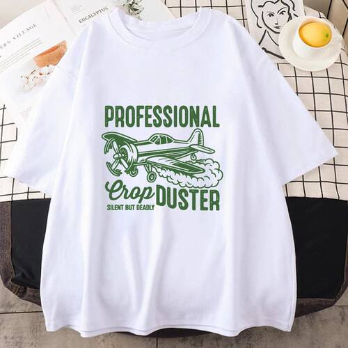 Agricultural Spray Airplane Printing T-shirt Men and Women C