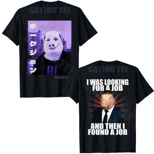 Japanese John Pork Vintage Aesthetic Meme Pig Brainrot T-Shi