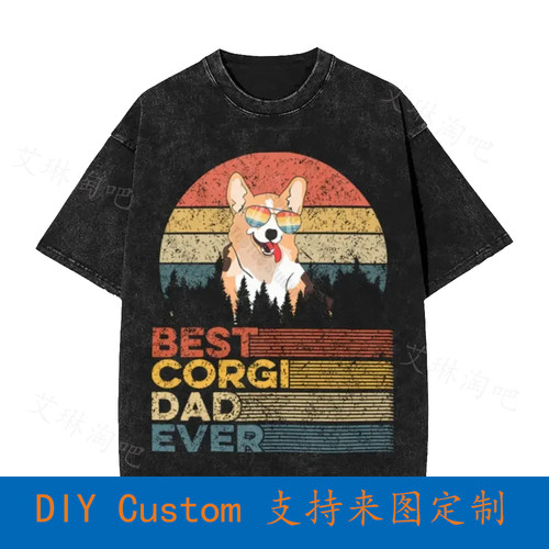 Dog Dad Retro Best Corgi Ever Vintage Oversized T-Shirt Tee