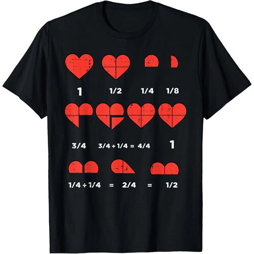 Valentines Day Fractions Heart Funny Math Teacher Men Women