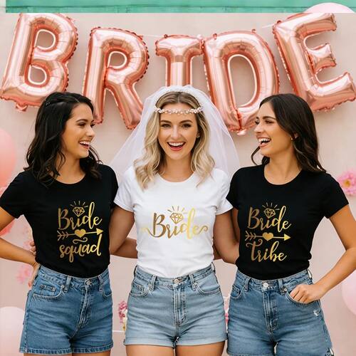 Bride Squad Tribe Matching T-Shirts for Women Bachelorette H