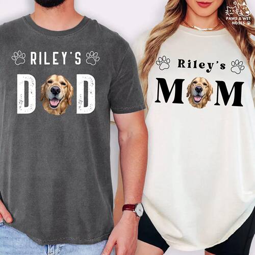 Custom Pet Dad T-Shirt Dog Photo Name Personalized Cat Shirt