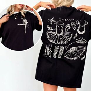 Distressed ballet graphic vintage wash balletcore tshirt in