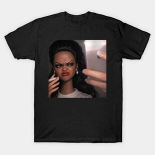 Angry Disgusted Black Doll Face Selfie Meme T-shirt For Men