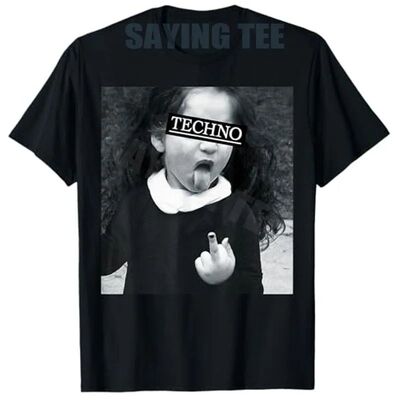 Techno Child with Tongue & Middle Finger Raver Rave Fun T-Sh