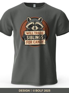 Candy Raccoon Playful Printed Men's T-Shirt 100% Cotton Over