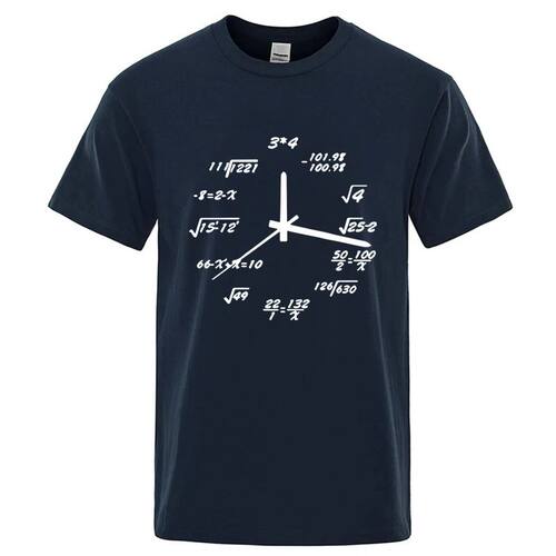 Men's T-shirt Cotton Blend Casual Funny Math Clock Print Sum