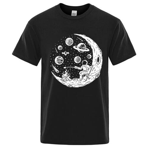 Men's T-shirt High Quality Cotton Blend Funny Astronaut Moon