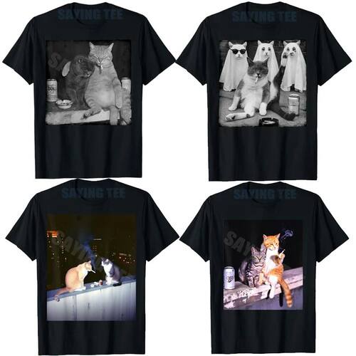 Cats Smoking Cigarette T-shirt Funny Kitty Gen Z Meme Cat Lo