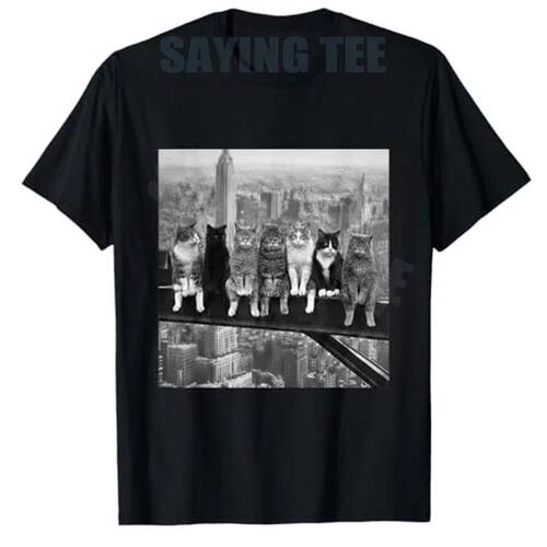 Vintage Steel Workers Cats T-Shirt Y2k Throwback Ai Kitten C