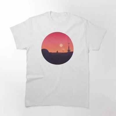 Adult tee tops teenager cotton tee-shirt Binary Sunset Print