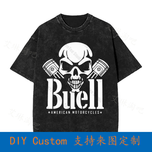 Buell American Motorcycles Skull Piston Oversized T-Shirt U0
