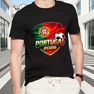 Portugal 2026 Soccer T?Shirt Men Portuguese Flag Crest Shiel