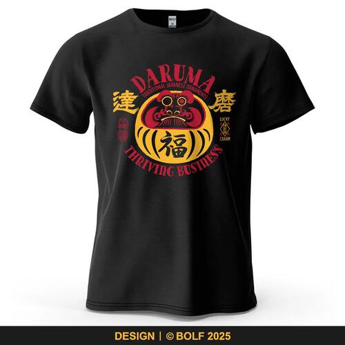 Daruma Traditional Decor Printed Men's T-Shirt 100% Cotton O