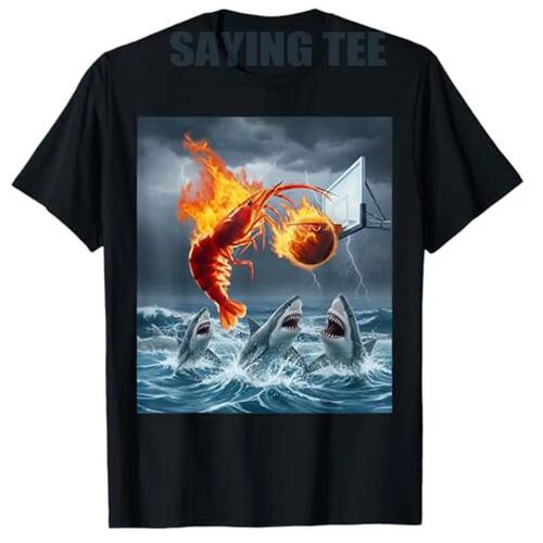 Shrimp Dunking Basketball Hilarious Brainrot Shark Meme T-Sh