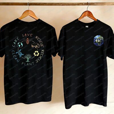Save Bees Recycle Protect Earth Day Unisex Cotton T-Shirt Vi