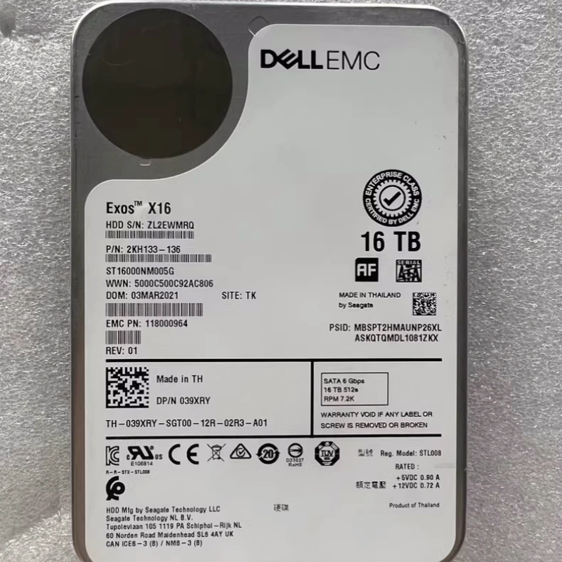 Dell/戴尔 ST16000NM005G 39XRY 16T SATA 6G 3.5寸企业级硬盘