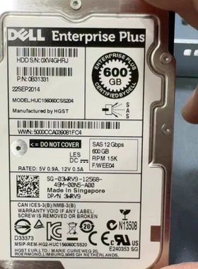 DELL SC4020 SC5020 SC7020 硬盘600GB 15K SAS 2.5 03WRV9 3WRV9