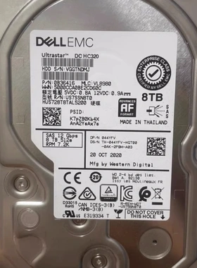 DELL戴尔 WD HUS728T8TAL5200 8T SAS 3.5 12G 044YFV 44YFV 硬盘